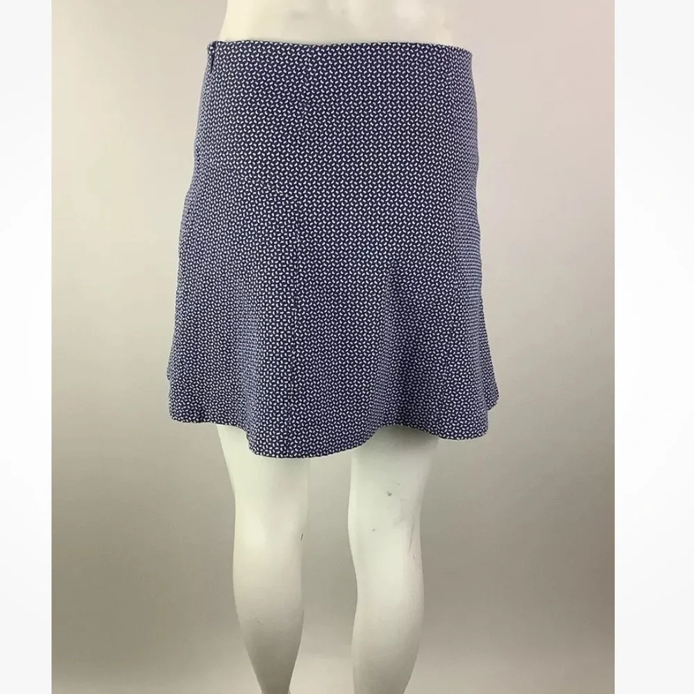 J McLaughlin Sz 2 Mini A-Line Dotted Skirt Blue Cotton Spandex Textured